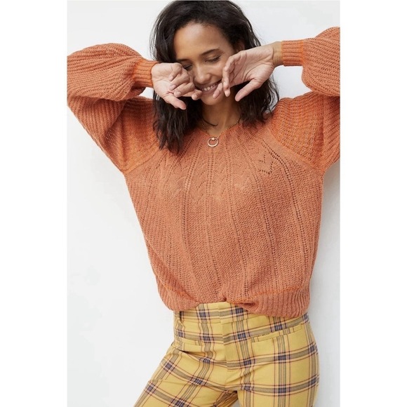 Anthropologie Sweaters - Anthropologie Maeve Lindsay Pointelle Orange Wool Alpaca Knit Sweater